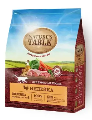 Nature's Table сухой корм для взрослых кошек, с индейкой