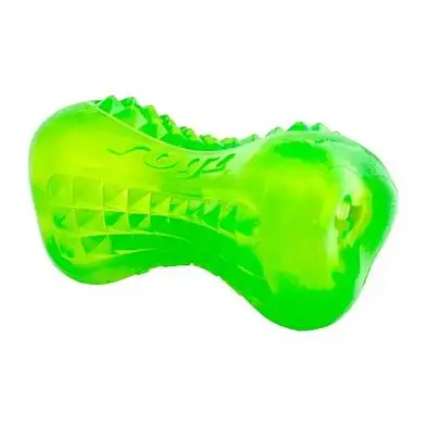 Rogz игрушка кость для собак из резины с массажными насечками YUMZ, лайм