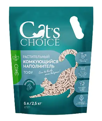 Cat's choice наполнитель для кошек растительный комкующийся тофу без аромата
